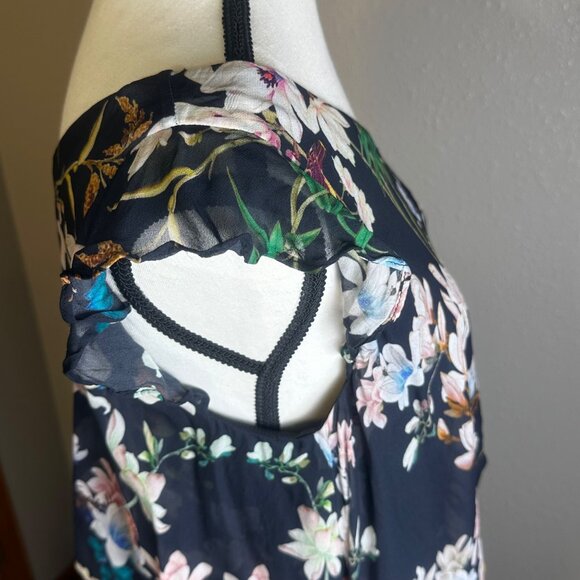 Slate & Willow Women's Maxi Dress Black Hudson Floral One-Shoulder Sz 4 - Picture 11 of 15